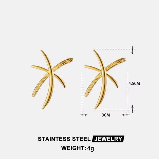 Aurex Crossline Golden Statement Earrings