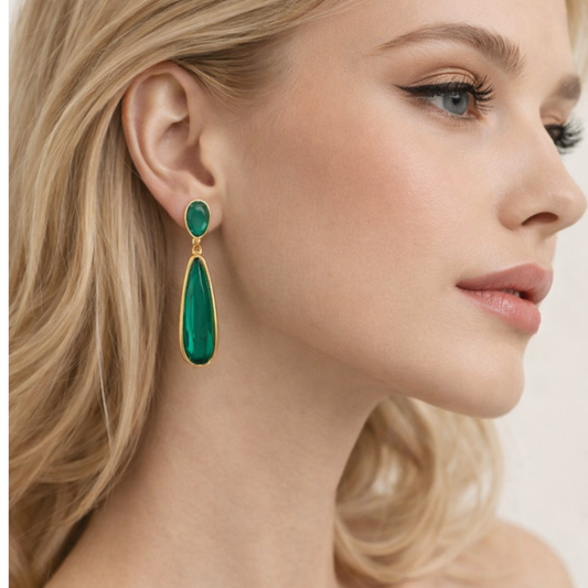 Emera Green Zircon Drop Earrings– Zariva