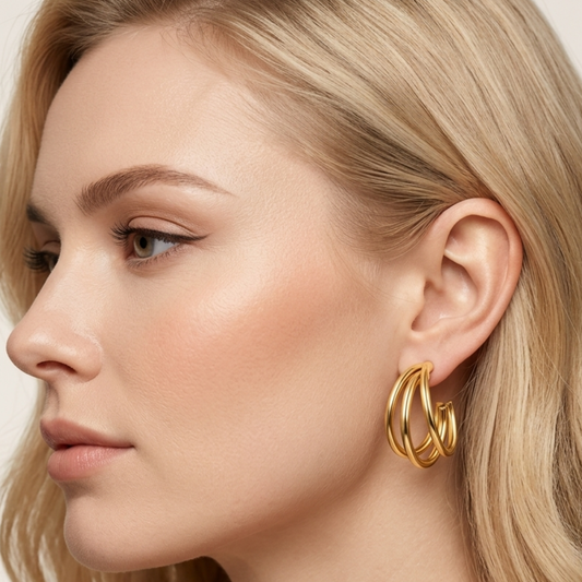 Triple Luxe hoops Earring -Zariva