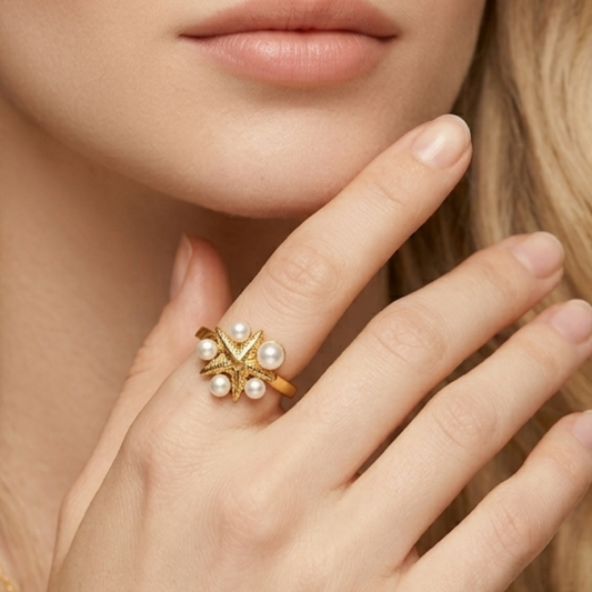 Celeste Pearl Starburst Ring– Zariva