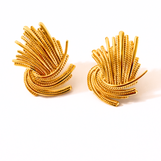 Aurelia Swirl Gold Stud Earrings Zariva