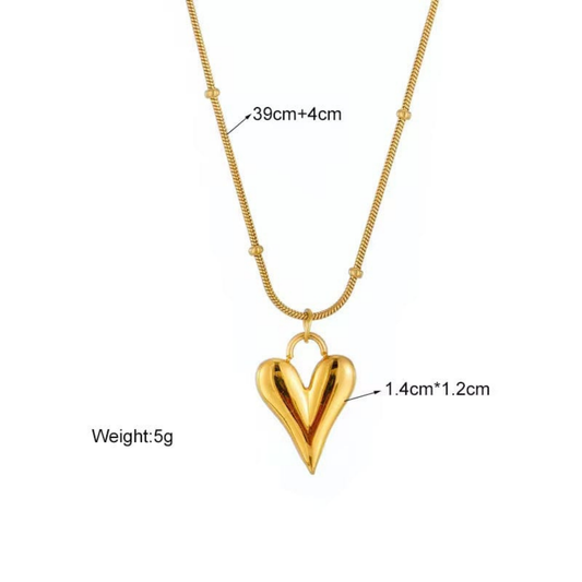 Zariva Luminous Heart Pendant Necklace in 18K Gold PVD plated SS316L stainless steel with a minimalist open heart design. Anti-tarnish, water-resistant, hypoallergenic everyday luxury jewellery for women.