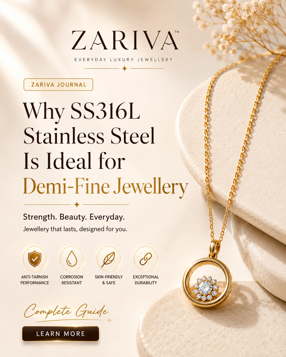 Why SS316L Stainless Steel Is Ideal for Demi-Fine Jewellery | ZARIVA