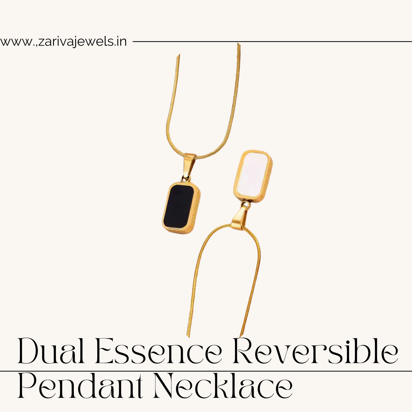 Noir Black & White Double-Sided Rectangular Necklace – Zariva