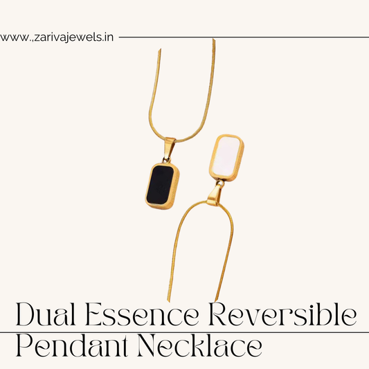 Noir Black & White Double-Sided Rectangular Necklace – Zariva