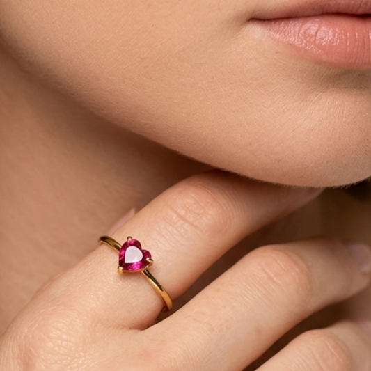 Amora Pink Heart Solitaire Ring– Zariva