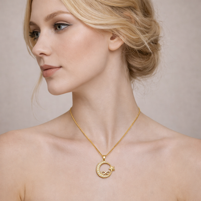 Infinity Moon Zircon Gold Necklace – Zariva