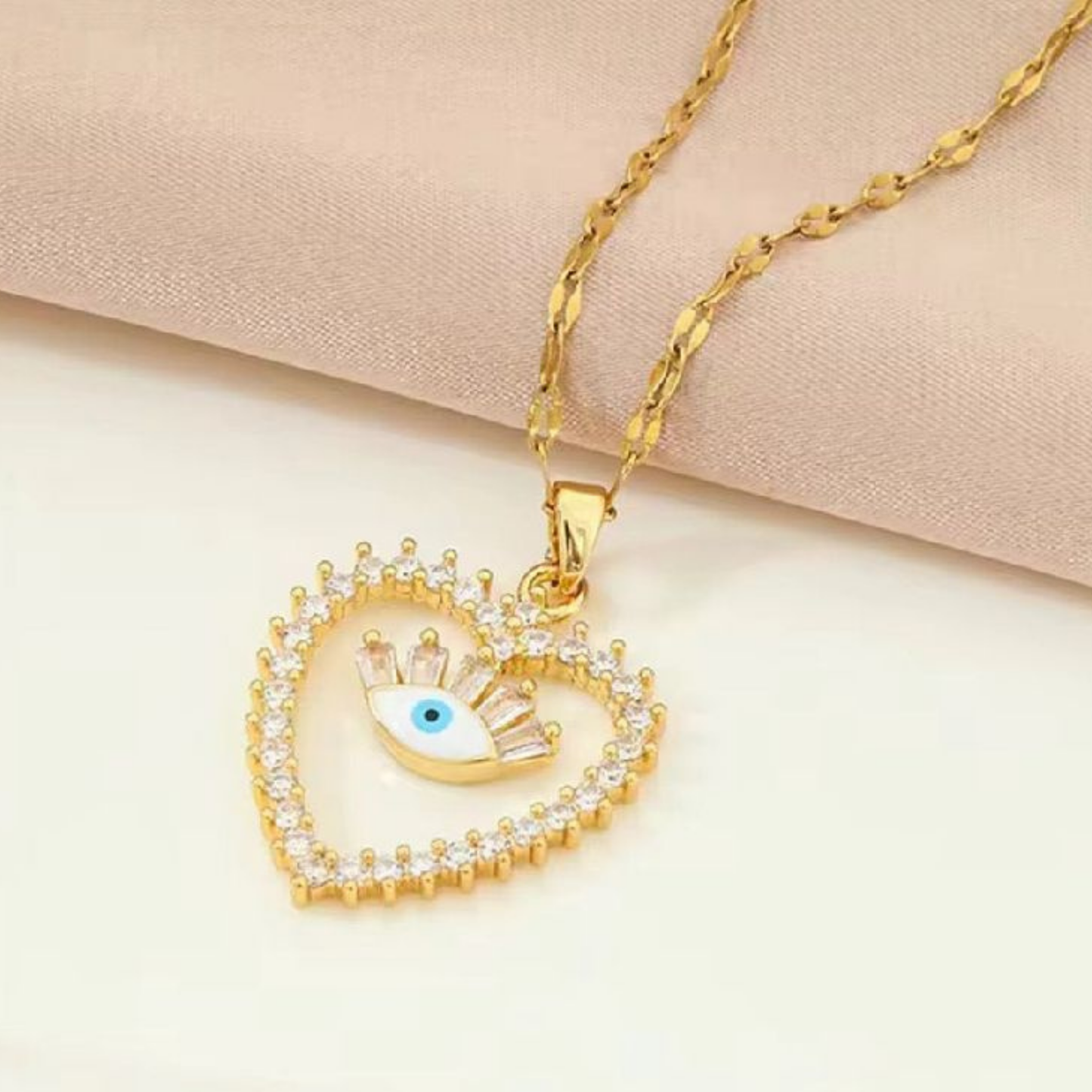 Celestia Evil Eye Heart Necklace – Zariva