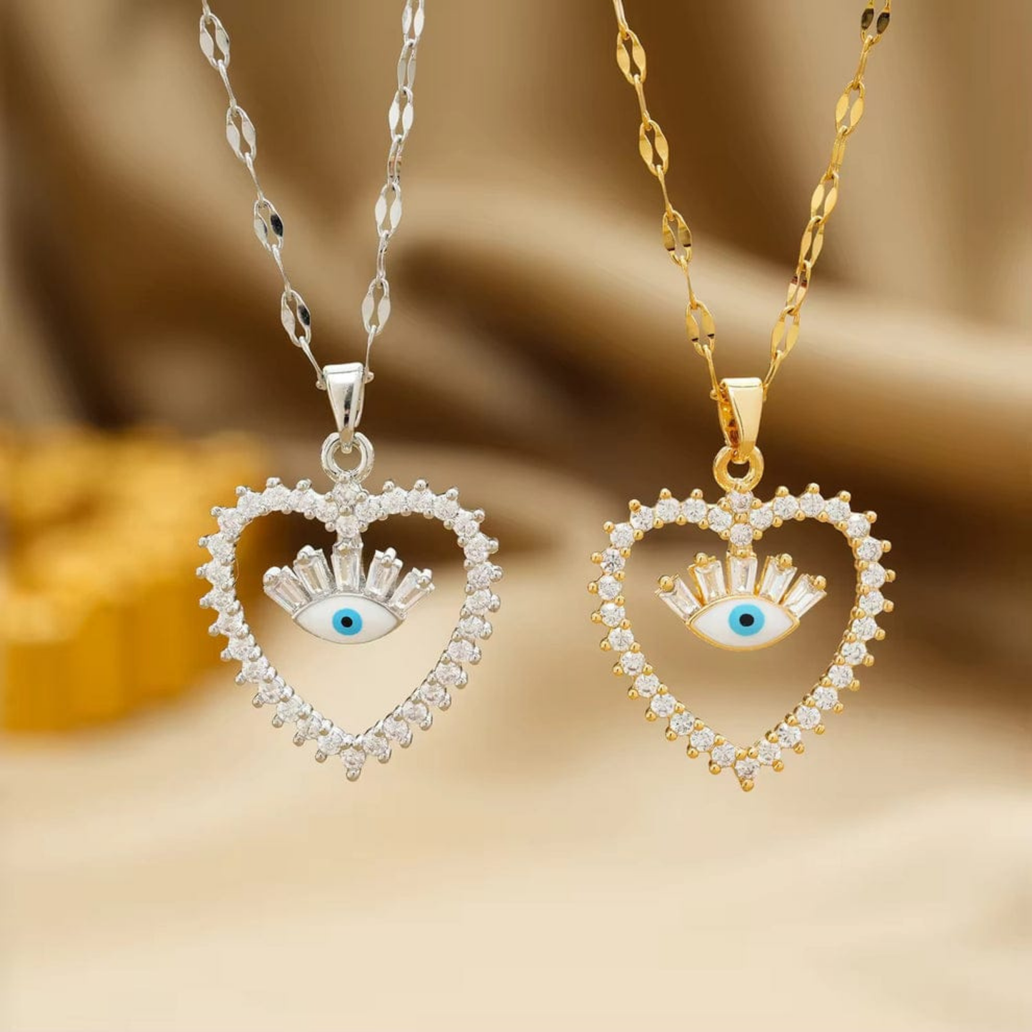 Celestia Evil Eye Heart Necklace – Zariva