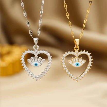 Celestia Evil Eye Heart Necklace – Zariva