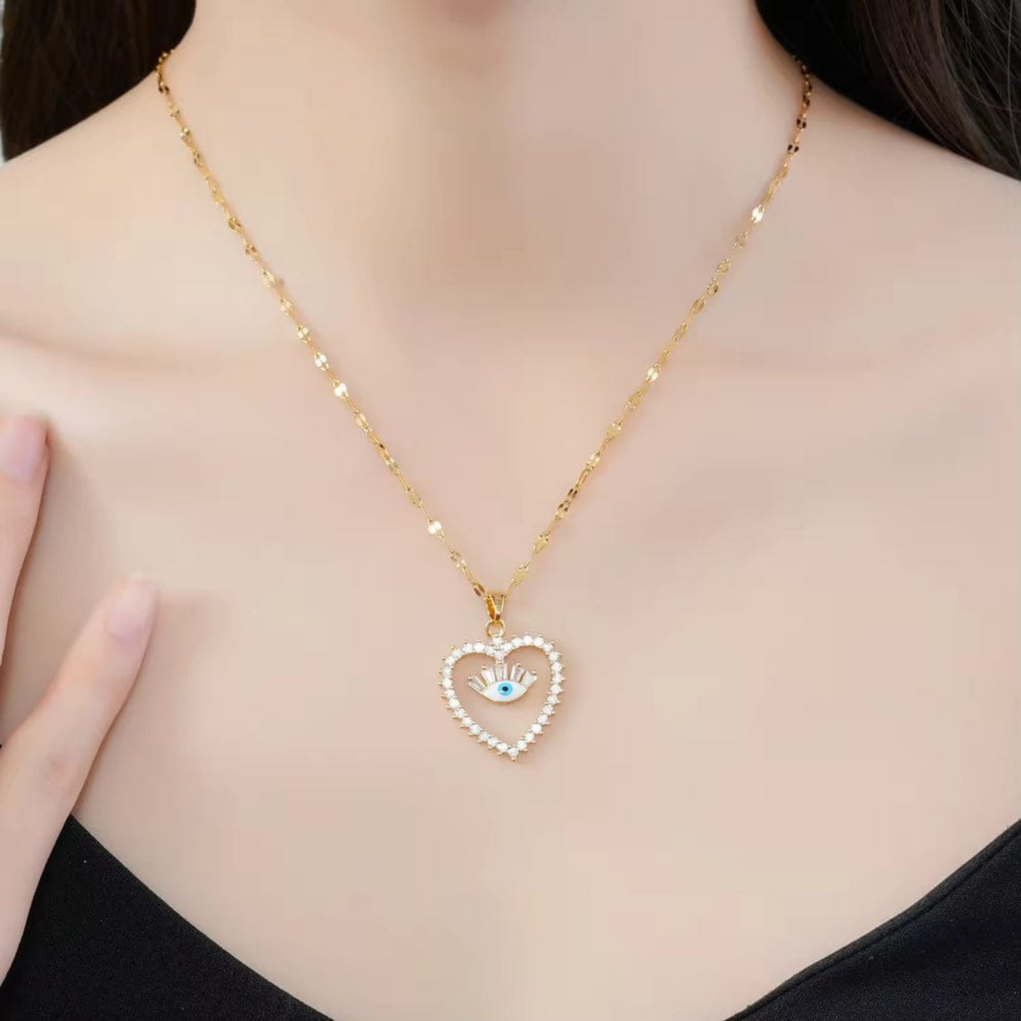 Celestia Evil Eye Heart Necklace – Zariva