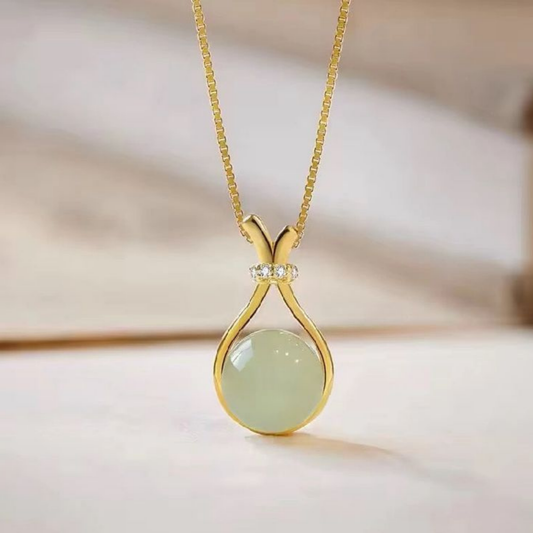 Celeste Jade Drop Gemstone Gold Necklace – Zariva