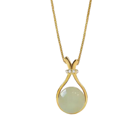 Celeste Jade Drop Gemstone Gold Necklace – Zariva