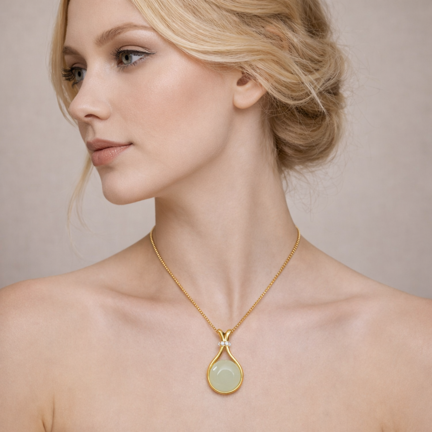 Celeste Jade Drop Gemstone Gold Necklace – Zariva