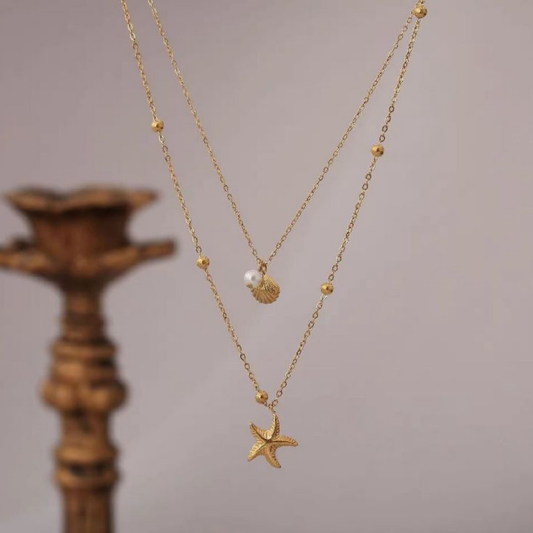 Oceana Pearl Starfish Layered Necklace – Zariva