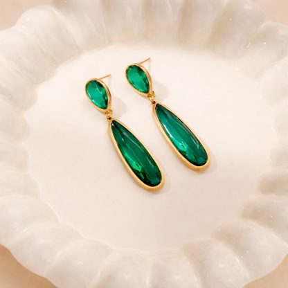 Emera Green Zircon Drop Earrings– Zariva