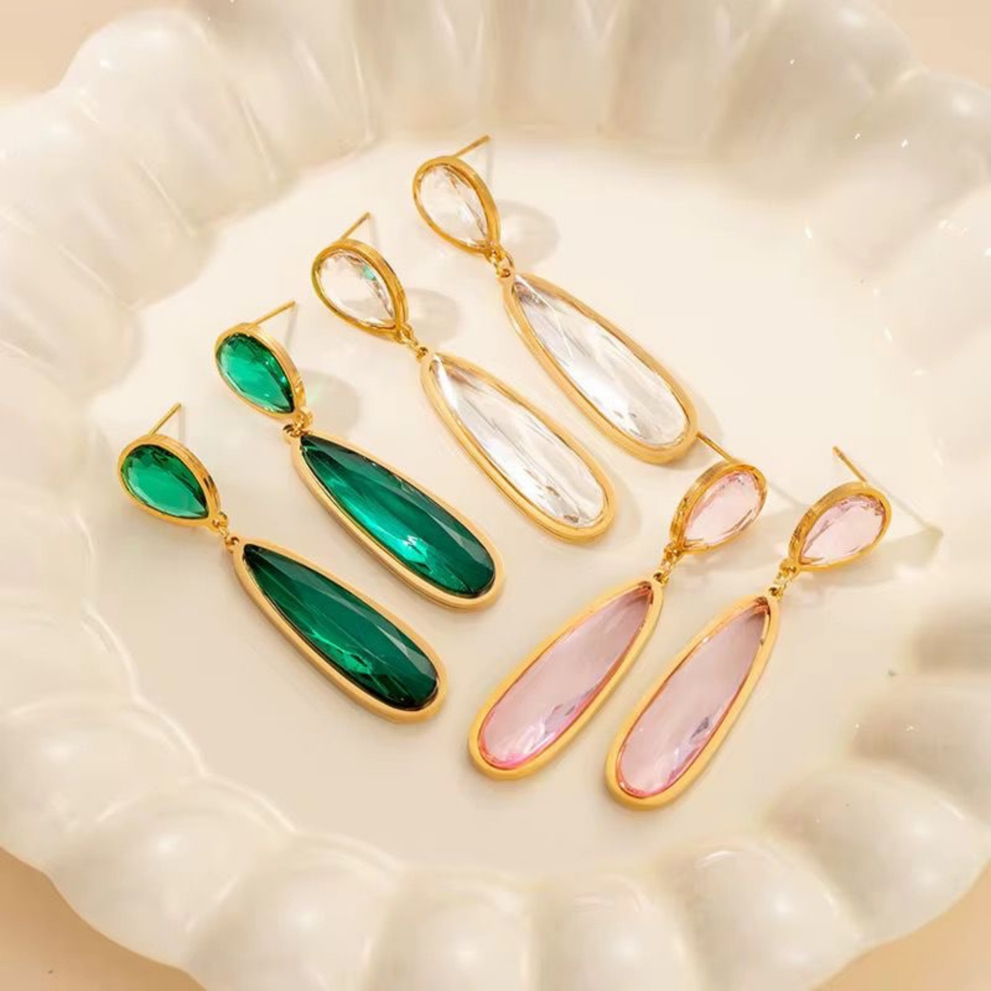 Emera Green Zircon Drop Earrings– Zariva