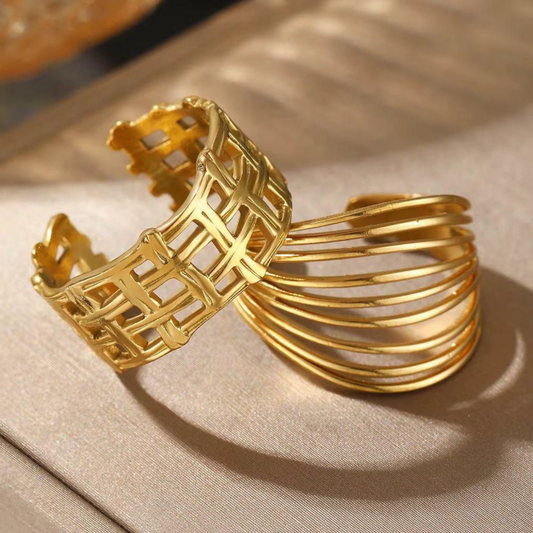 Golden Duo Statement Ring Set - Zariva