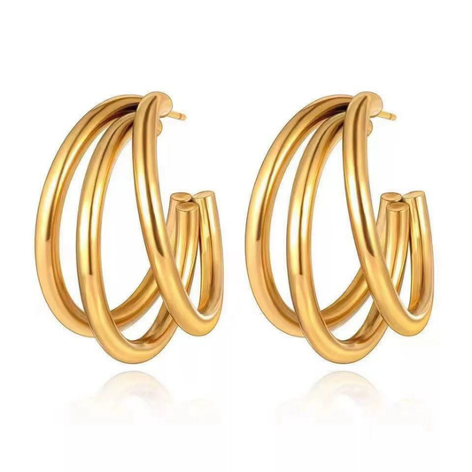 Triple Luxe hoops Earring -Zariva