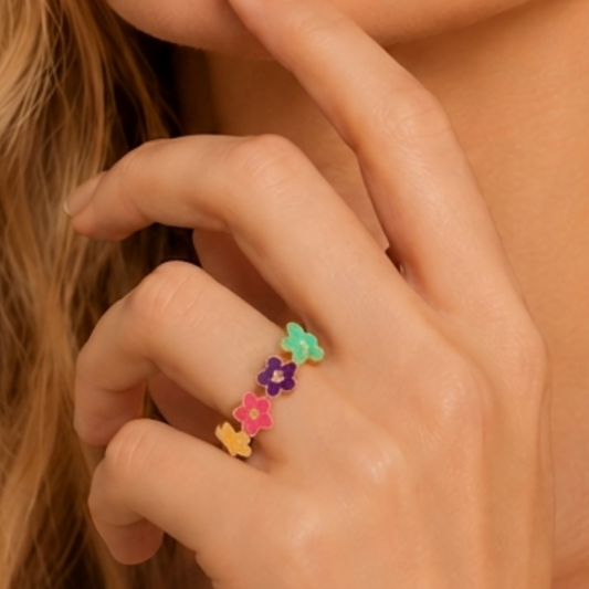 Bloom Multicolor Floral Ring - Zariva