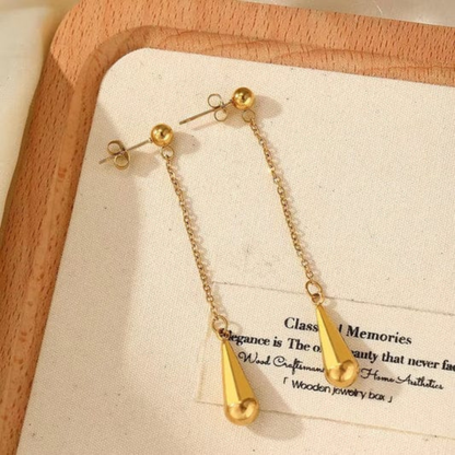 Golden Teardrop Chain Earrings -Zariva