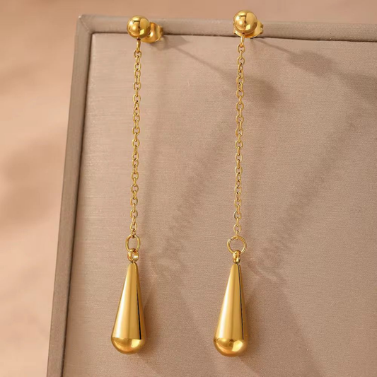 Golden Teardrop Chain Earrings -Zariva