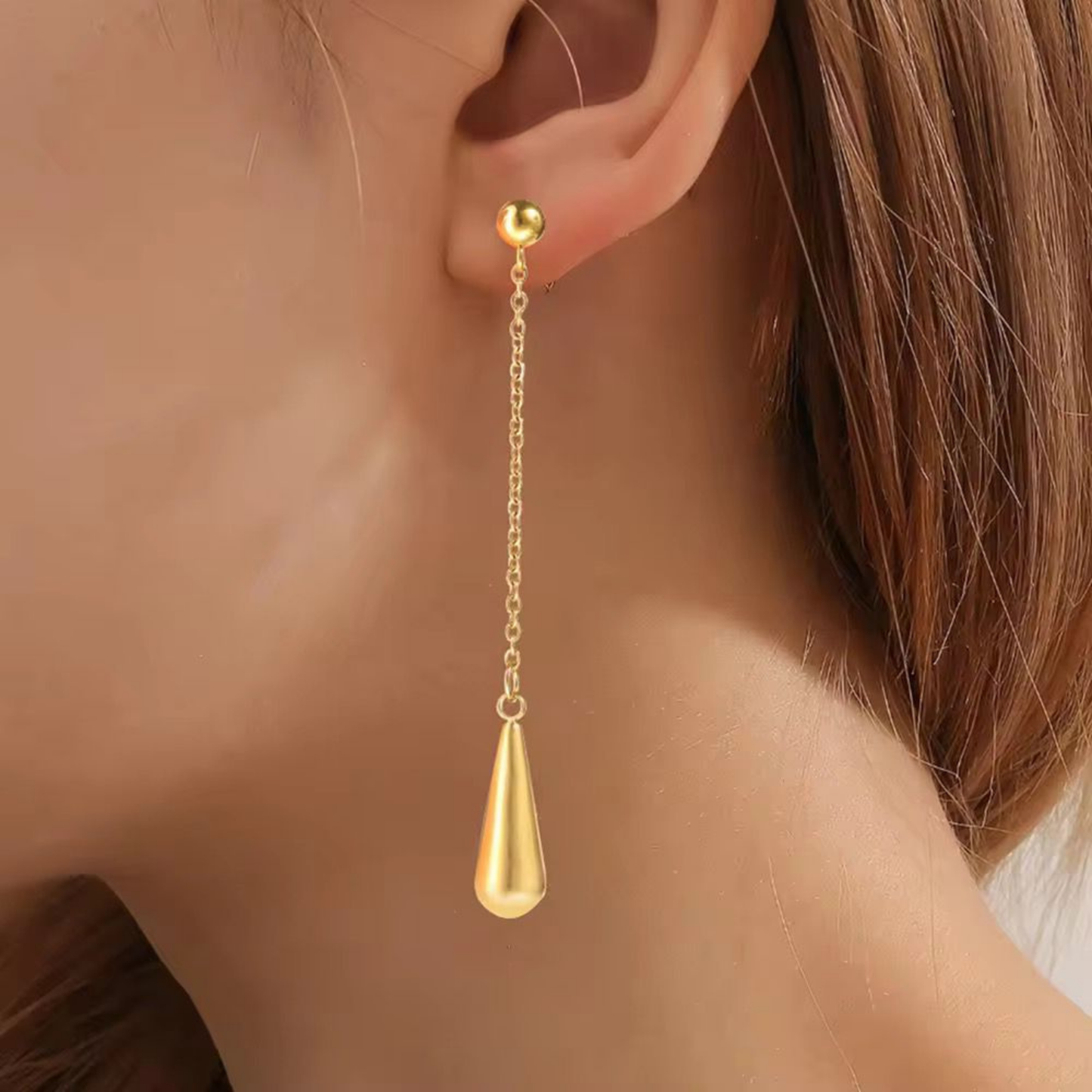 Golden Teardrop Chain Earrings -Zariva