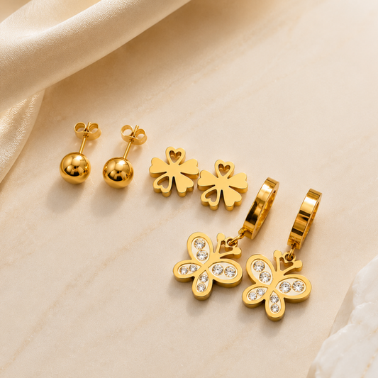 Clover butterfly Earring Set -Zariva