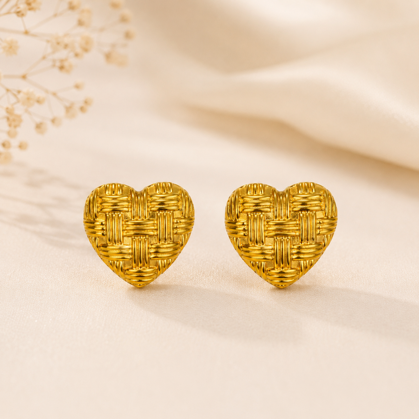 Woven Heart Stud Earring -Zariva