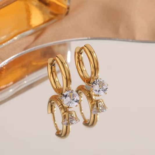 Aurelia solitaire CZ Gold Hoops Earrings – Zariva