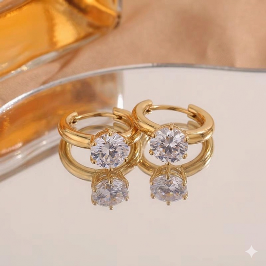 Aurelia solitaire CZ Gold Hoops Earrings – Zariva