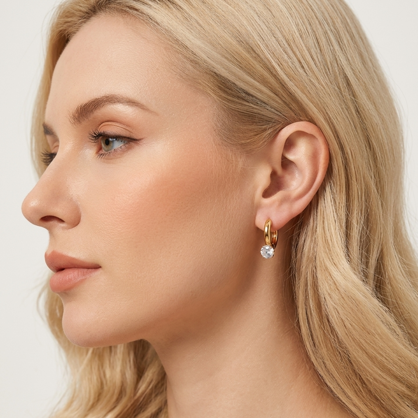 Aurelia solitaire CZ Gold Hoops Earrings – Zariva