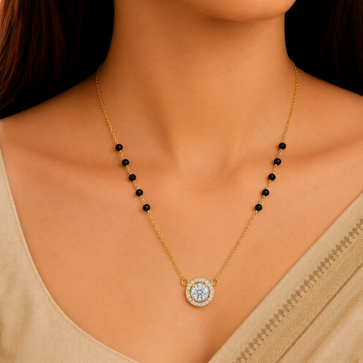 Aurelia solitaire Mangalsutra Necklace – Zariva