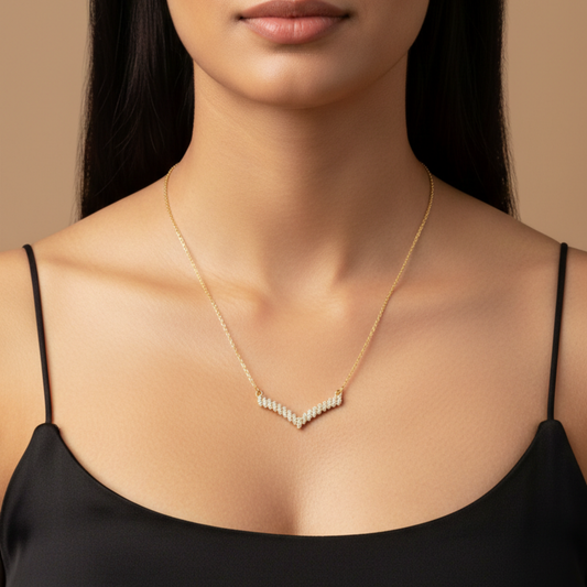 Veya V Shape Zircon Necklace – Zariva