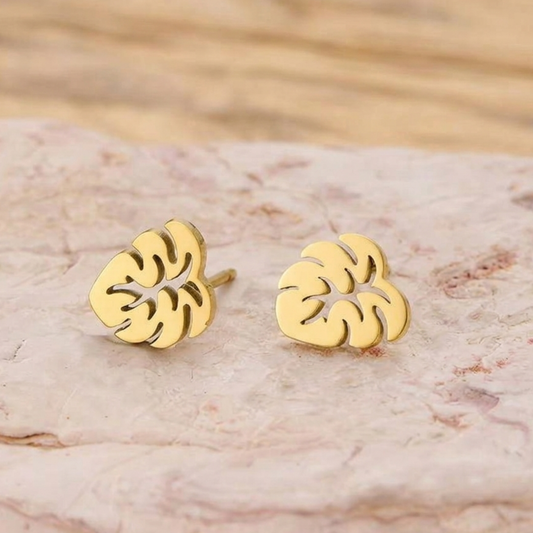 Monstera Élan Mini Stud Earrings