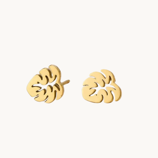 Monstera Élan Mini Stud Earrings