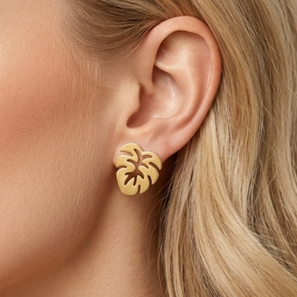 Monstera Élan Mini Stud Earrings