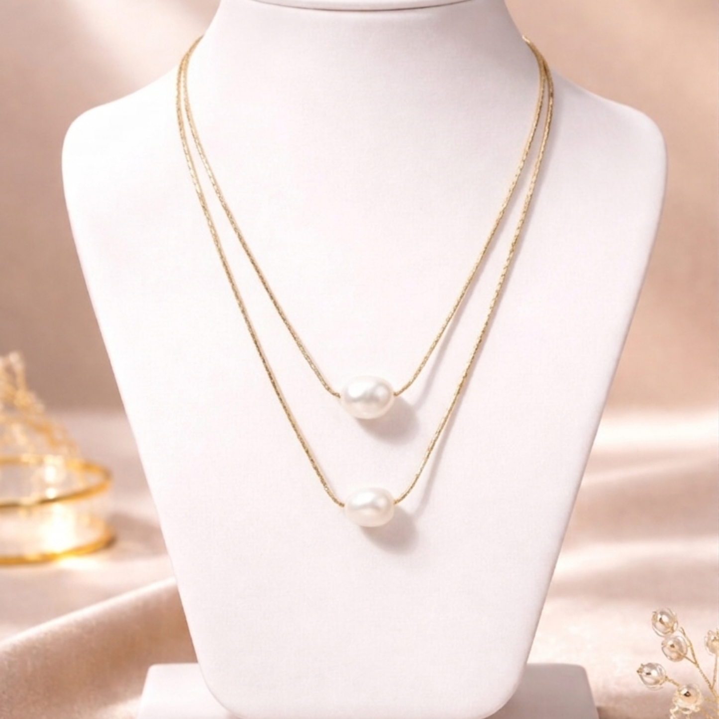 Celeste Dual Pearl double layer Necklace – Zariva