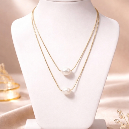 Celeste Dual Pearl double layer Necklace – Zariva