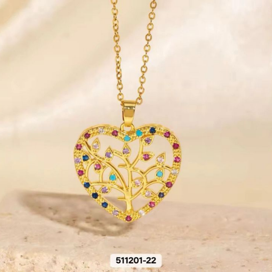 Amora Zircon Heart Gold Necklace – Zariva
