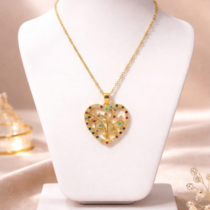 Amora Zircon Heart Gold Necklace – Zariva