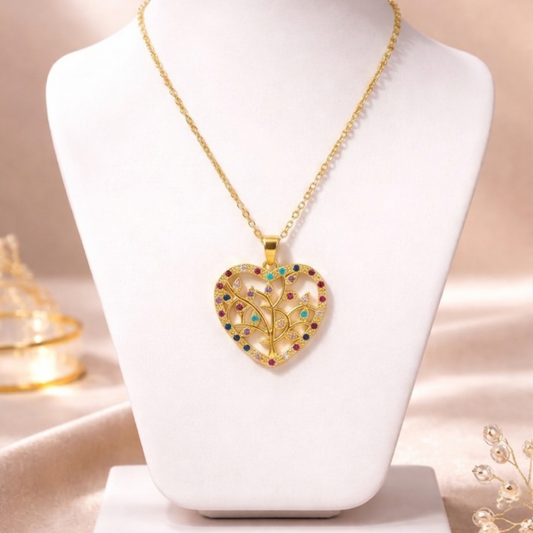 Amora Zircon Heart Gold Necklace – Zariva