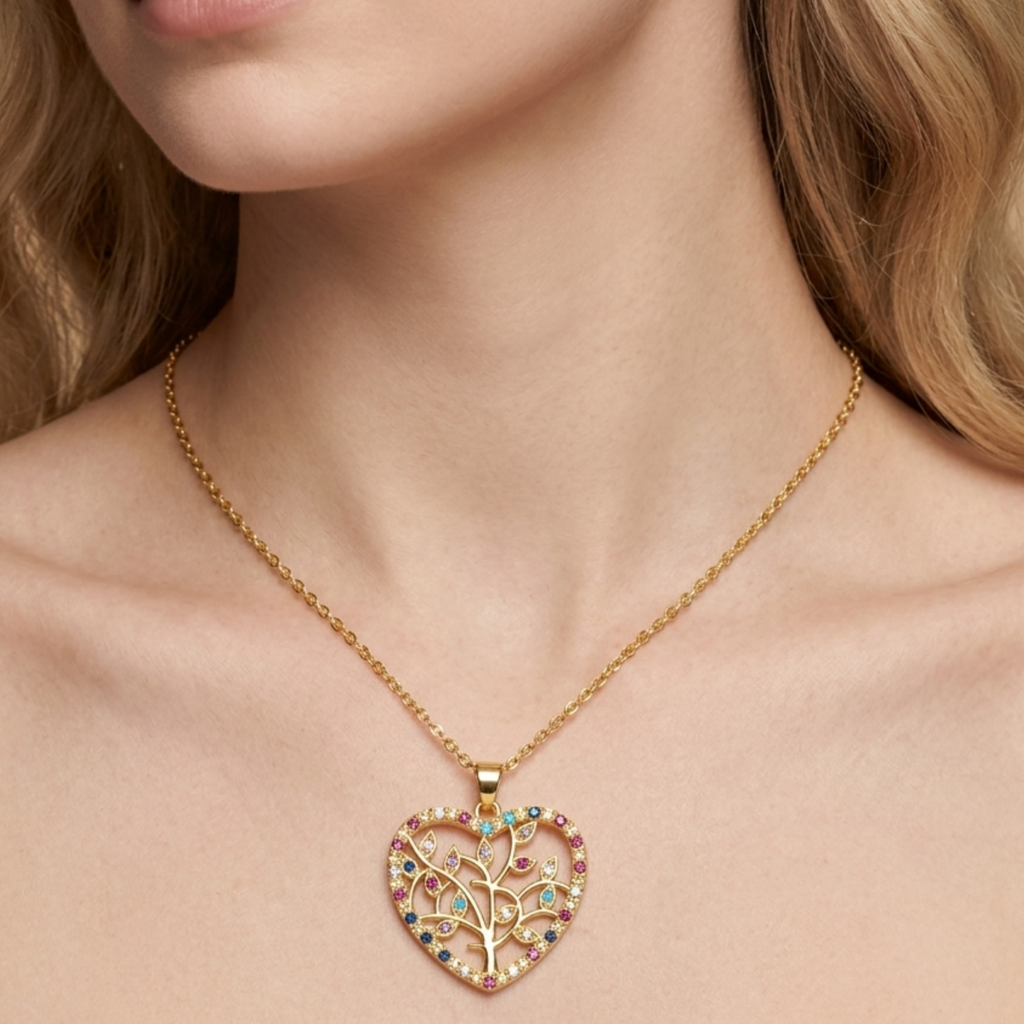 Amora Zircon Heart Gold Necklace – Zariva