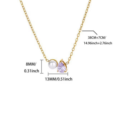 Elara Duo Zircon Pearl Light Purple Necklace – Zariva