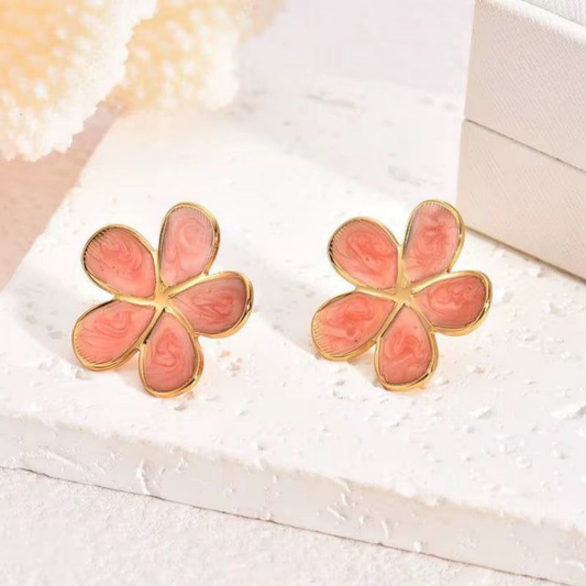 Bloom Orange Floral Petal Gold Earring – Zariva