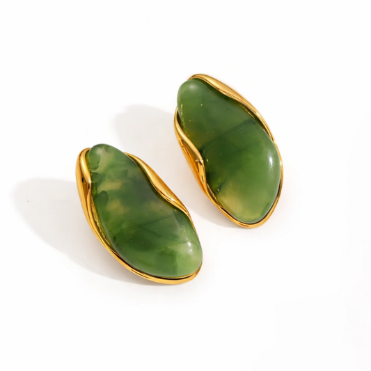 Green Teardrop Stud Earrings – Zariva