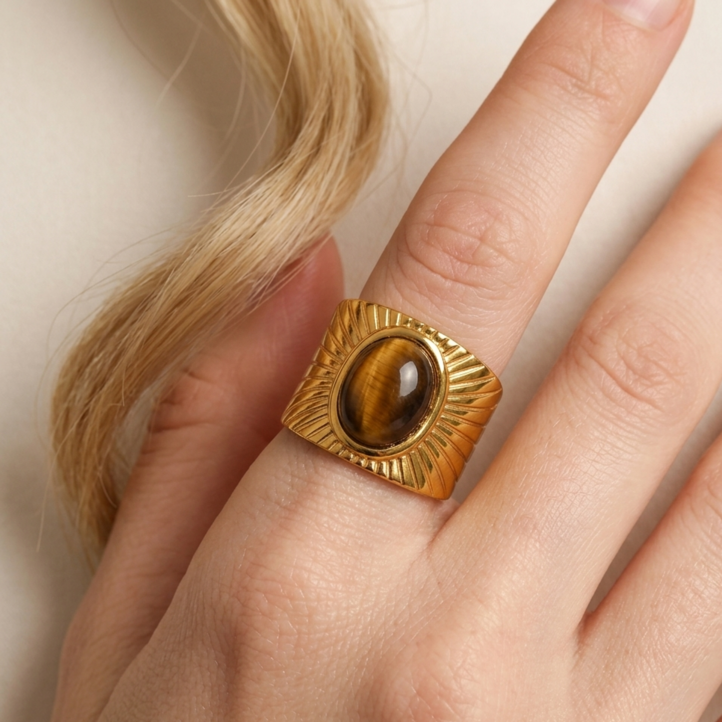 Solar Aura Tiger Eye Ring– Zariva