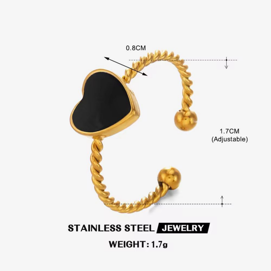 Noir Amora Heart Twist Ring– Zariva