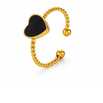 Noir Amora Heart Twist Ring– Zariva