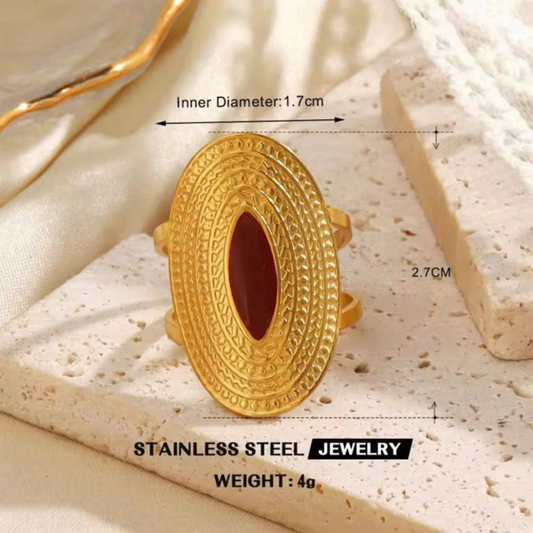 Azura Deep Red Statement Ring– Zariva
